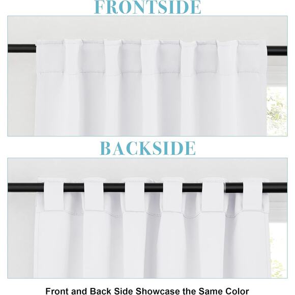 White Short Curtains 42x63 Room Darkening Thermal Insulated Drapes 2 Panels - Picture 4 of 11